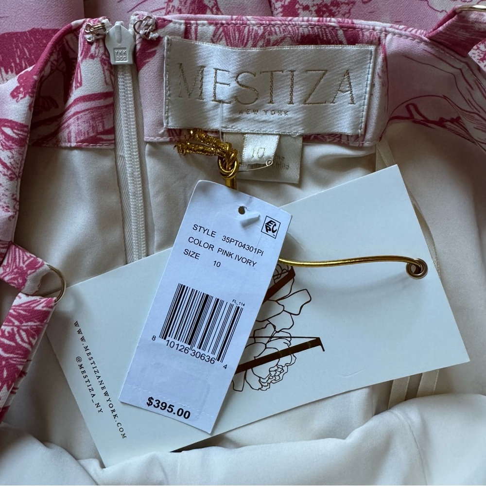 Mestiza New York Calista Midi Dress 10 Pink/Ivory Tropical Toile NWT - Picture 13 of 15